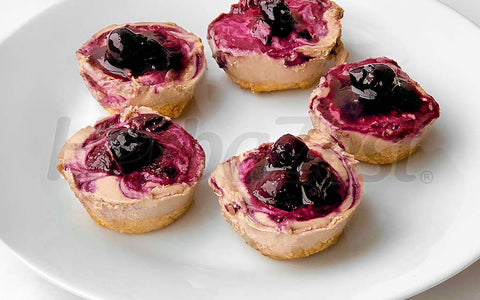 Camu Camu Cashew Cheesecakes with Blueberries