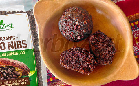 Chocolate Coconut Flour Muffins with Cacao Nibs