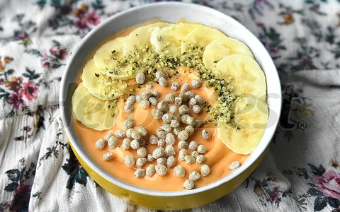 Coconut Papaya Mango Smoothie Bowl with Kaniwa Pop