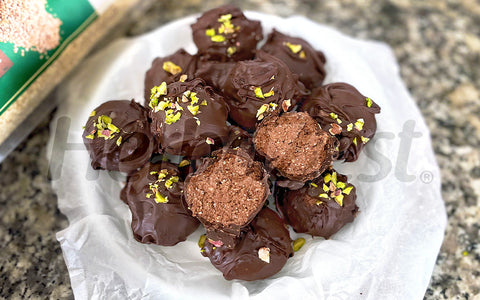 Cottage Cheese Chocolate Truffles with Quinoa Flakes