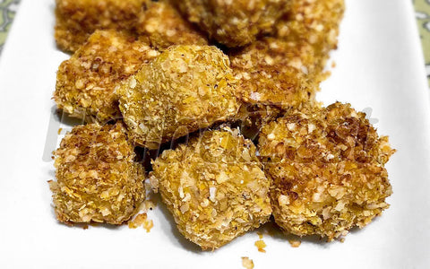 Crispy Baked Tofu Coated in Quinoa Flakes