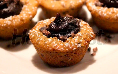 Espresso Cookie Cups with Chocolate Hazelnut Spread and Cacao Nibs