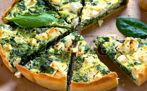 Healthful Sacha Inchi Spinach Pie with Feta Cheese