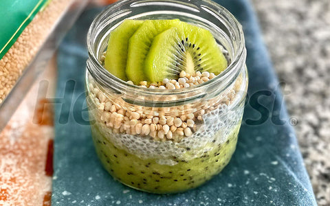 Kiwi Chia Pudding with Puffed Quinoa