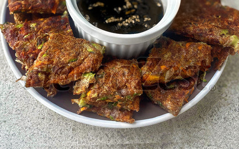 Korean Vegetable Pancakes with Red Quinoa Flour