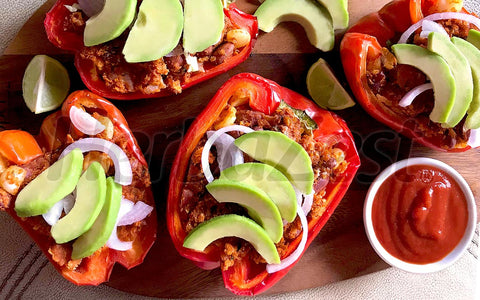 Mexican Quinoa Flake-Stuffed Peppers