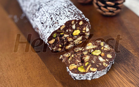 Pistachio & Sacha Inchi Chocolate Salami