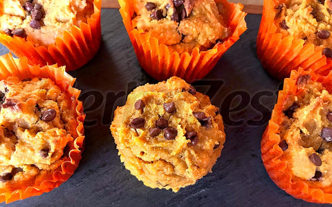 Sacha Inchi Sweet Potato Muffins with Chocolate Chips