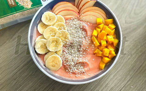 Strawberry Mango Banana Smoothie Bowl with Quinoa Flakes