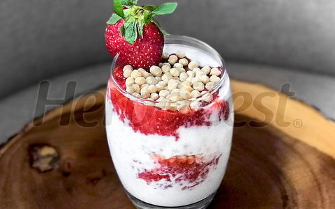 Strawberry Yogurt Parfait with Amaranth Pop