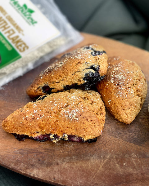 Amaranth Flake Blueberry Scones
