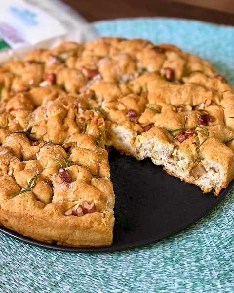Amaranth Focaccia Bread with Rosemary and Walnuts
