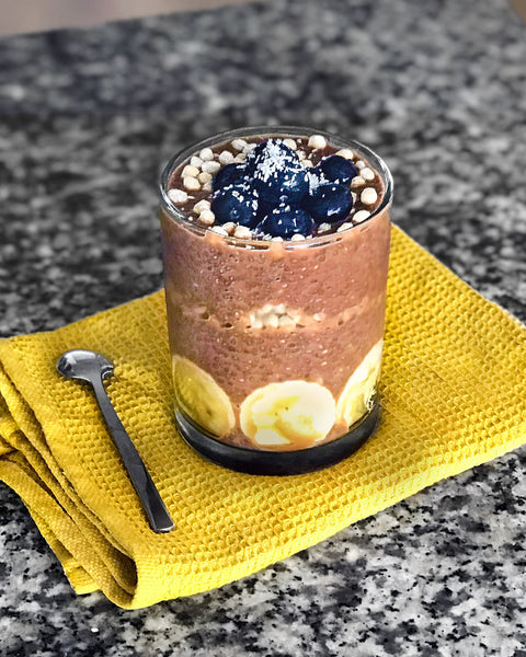 Chocolate Chia Pudding with Amaranth Pop
