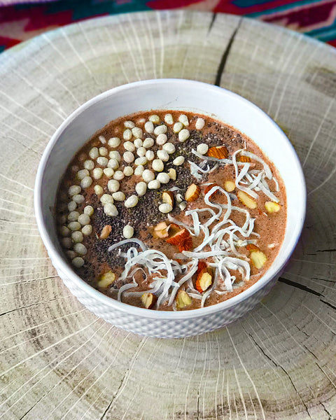 Chocolate Tahini Smoothie Bowl with Amaranth Pop
