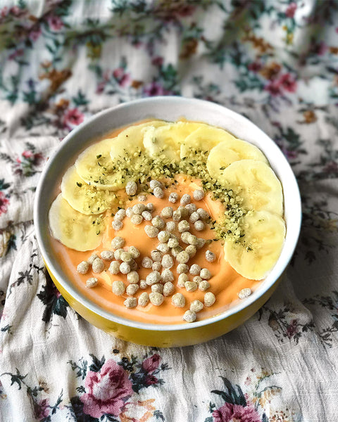 Coconut Papaya Mango Smoothie Bowl with Kaniwa Pop