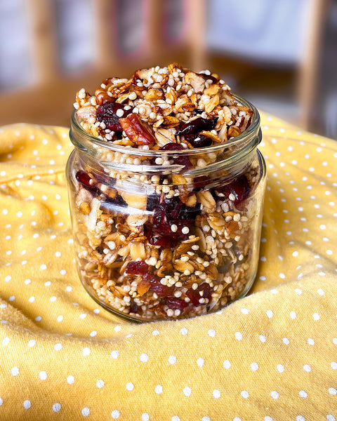 Cranberry Pecan Skillet Granola with Quinoa Crispies