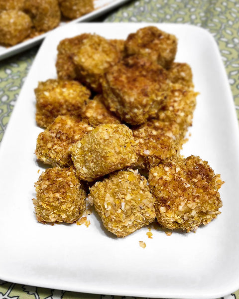 Crispy Baked Tofu Coated in Quinoa Flakes