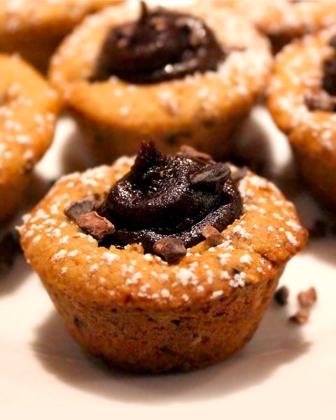 Espresso Cookie Cups with Chocolate Hazelnut Spread and Cacao Nibs
