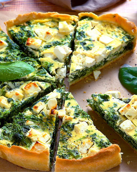 Healthful Sacha Inchi Spinach Pie with Feta Cheese