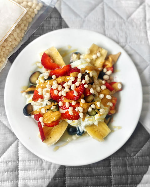 Healthy Banana Split with Amaranth Pop