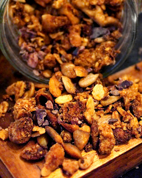 Homemade Maca Granola with Cacao Nibs and Sacha Inchi Seeds