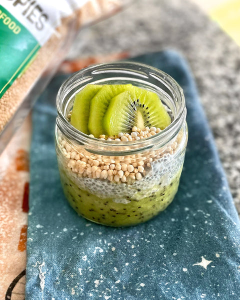 Kiwi Chia Pudding with Puffed Quinoa