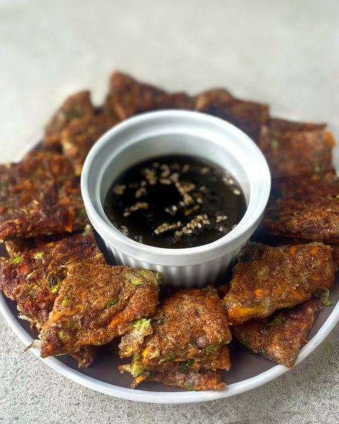Korean Vegetable Pancakes with Red Quinoa Flour