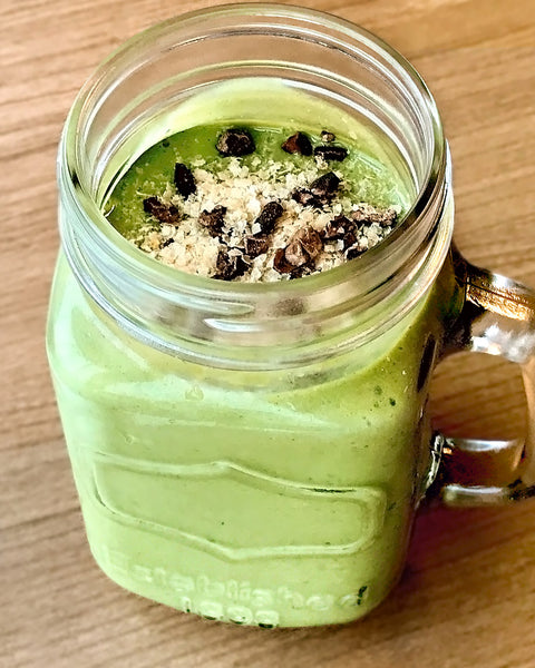 Mango Matcha Smoothie with Amaranth Flakes