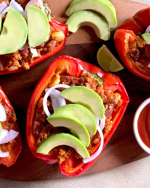 Mexican Quinoa Flake-Stuffed Peppers