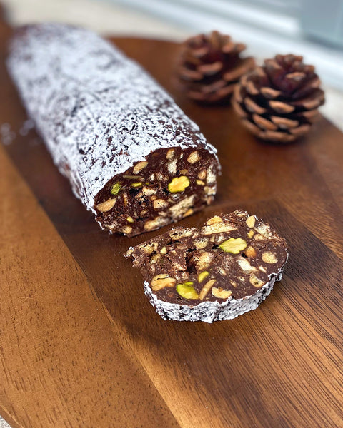 Pistachio & Sacha Inchi Chocolate Salami