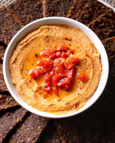 Roasted Red Pepper Hummus with Sacha Inchi