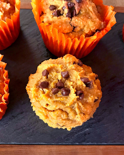 Sacha Inchi Sweet Potato Muffins with Chocolate Chips