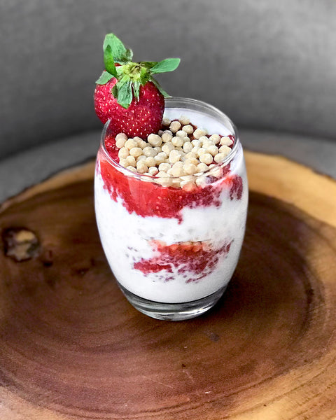 Strawberry Yogurt Parfait with Amaranth Pop