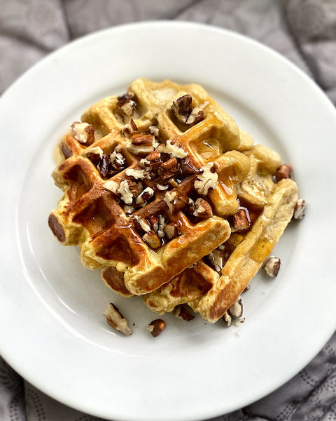 Sweet Potato Waffles with Amaranth Flakes