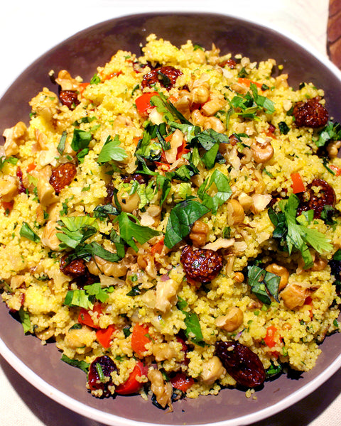Turmeric Couscous with Chickpeas and Goldenberries